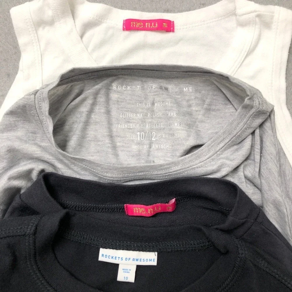 Rockets‎ of Awesome me.n.u Tops Bundle Girls 10-12 Black Gray White 4pc Set